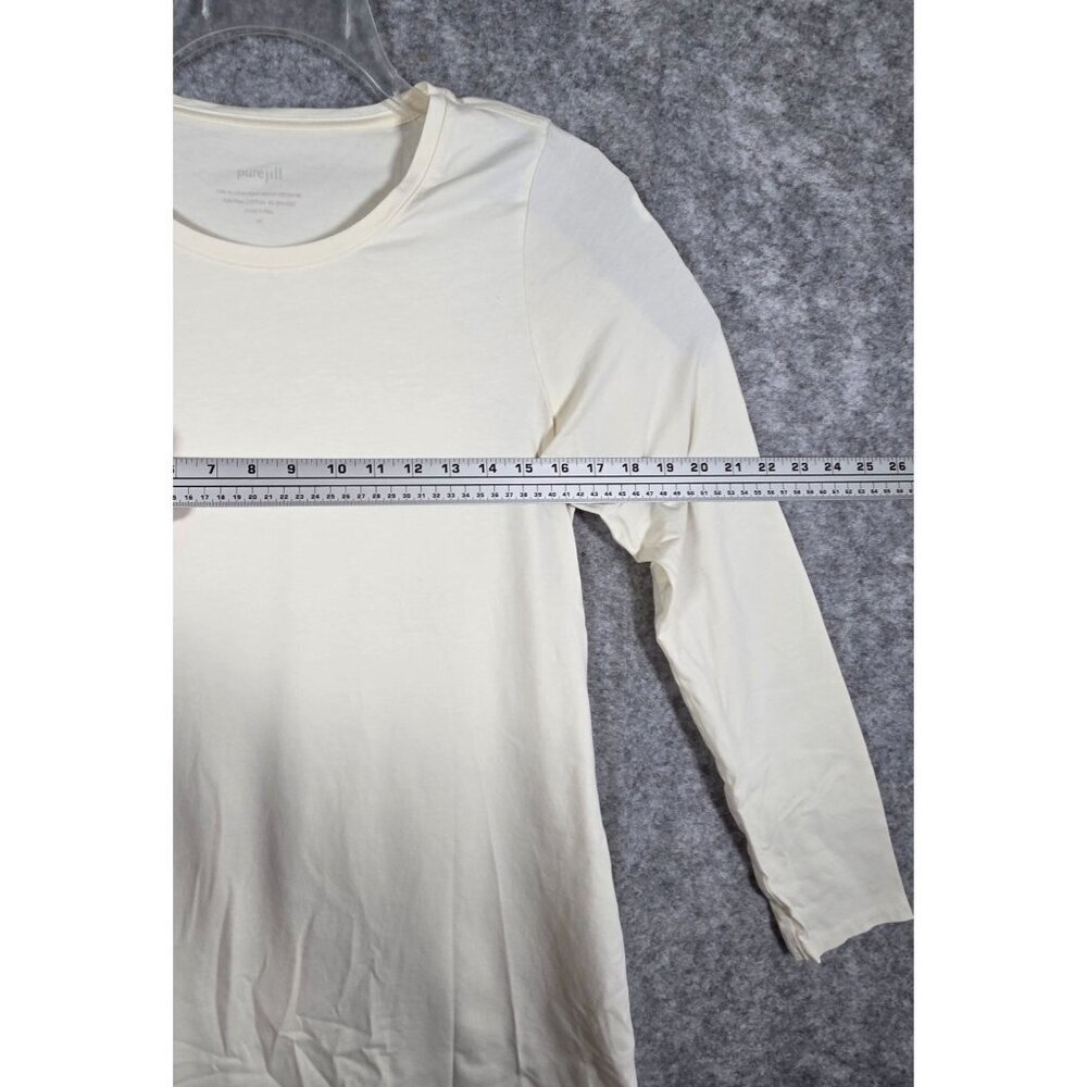 Pure Jill Tunic Top Women Medium Pima Cotton Ivory Cream Long Sleeve Basic - Picture 3 of 6